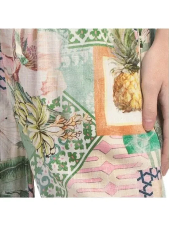 PAPERHEART Linen Blend Tropical Summer Print Trousers - Picture 4 of 5